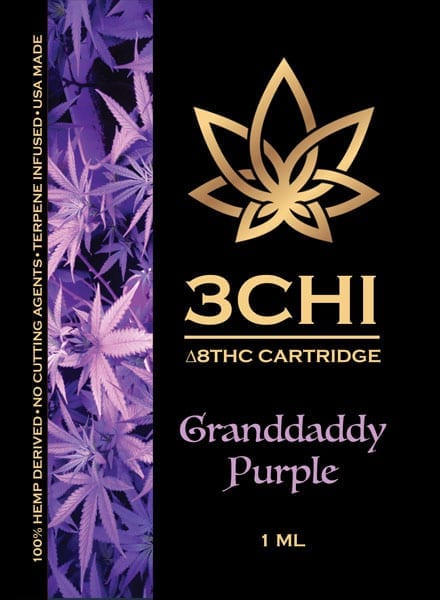 3Chi Delta 8 THC Vape Cartridge - Granddaddy Purple 1 ml