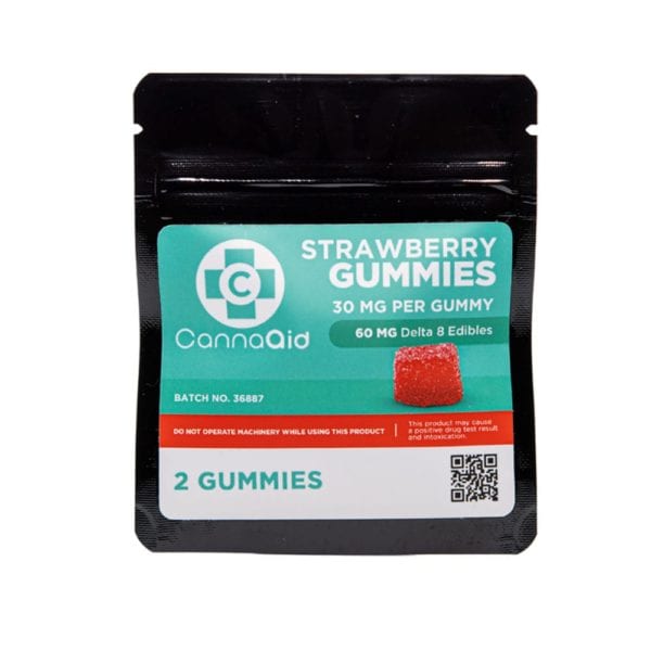 CannaAid Delta 8 THC Gummies - Strawberry 30mg 2 Count