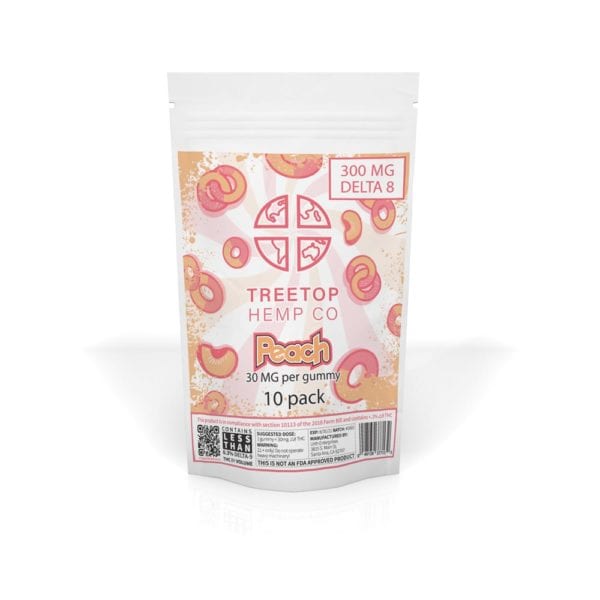 Treetop Hemp Co Delta 8 Gummies - Peach 30mg 10 Pack