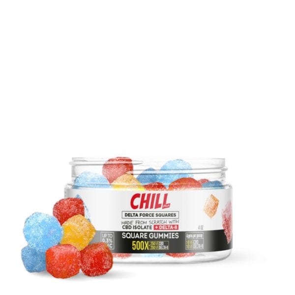 Chill Plus Delta 8 Delta Force Squares Gummies - 500X 10mg 25 Count