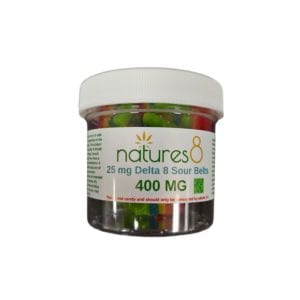 Natures8 Delta 8 Gummy Sour Belts - Rainbow Fruit Flavors 25mg 16 Count