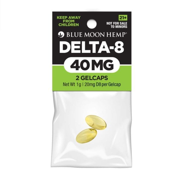 Blue Moon Hemp Delta 8 THC Gel Caps 20mg 2 Pack