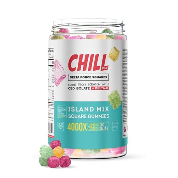 Chill Plus Delta 8 Square Gummies - Island Mix - 4000X 10mg 200 Count