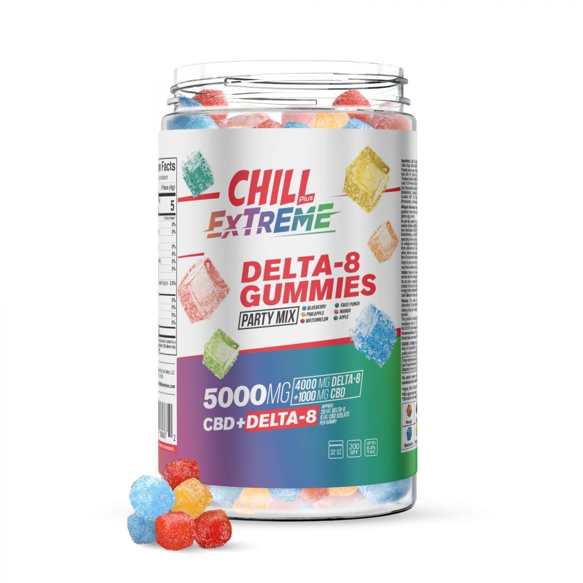 Chill Plus Extreme 20mg Delta 8 Gummies - Party Mix - 5000X 200 Count