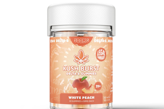 Kush Burst Delta 8 THC Gummies - White Peach 50mg