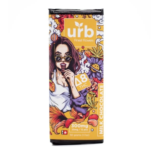 Urb Finest Flowers Delta 8 THC Chocolate Bar - Milk Chocolate 300mg