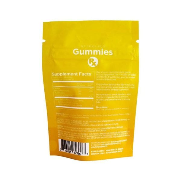 Kush Queen Delta 8 THC Gummies Rx + CBD - Lemon 10mg 10 Count Label