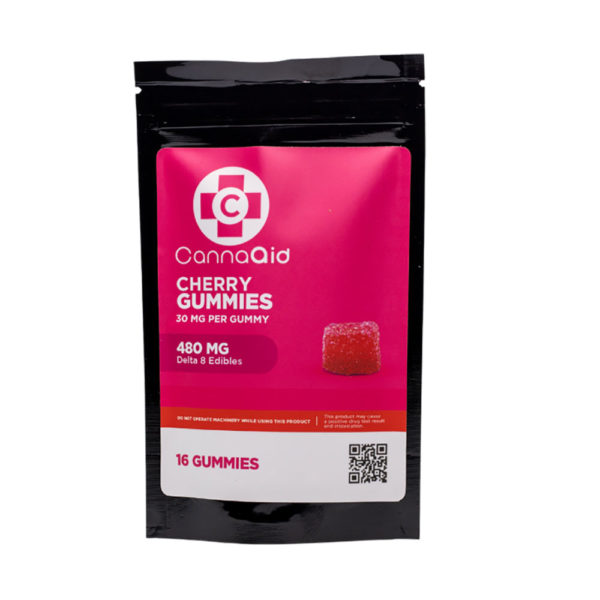 CannaAid Delta 8 Gummies - Cherry Gummies 30mg 16 Count