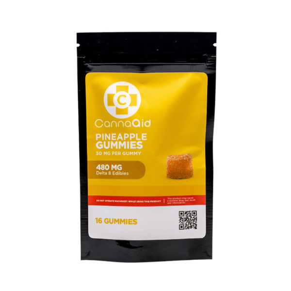 CannaAid Delta 8 Gummies - Pineapple Gummies 30mg 16 Count