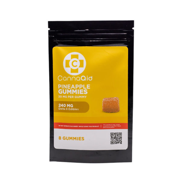 CannaAid Delta 8 Gummies - Pineapple Gummies 30mg 8 Count