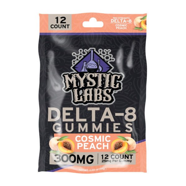 Mystic Labs Delta 8 THC Gummies - Cosmic Peach 25mg 12 Count