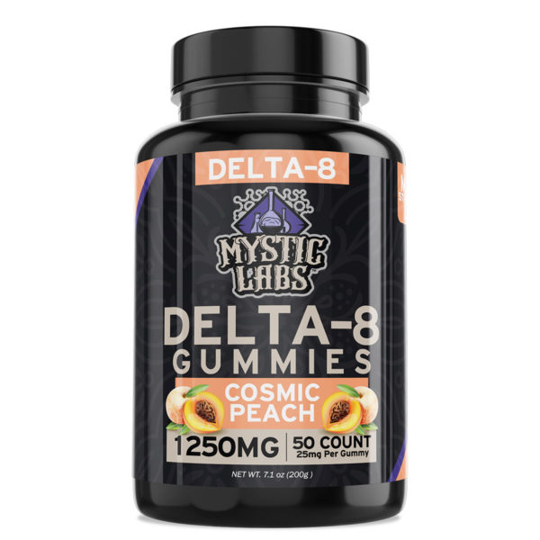 Mystic Labs Delta 8 THC Gummies - Cosmic Peach 25mg 50 Count