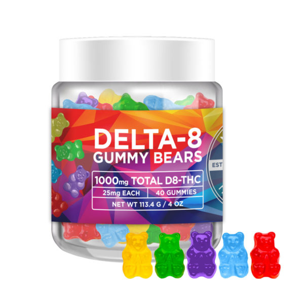 No Cap Hemp Co Delta 8 THC Gummy Bears - Assorted Flavors 25mg 40 Count