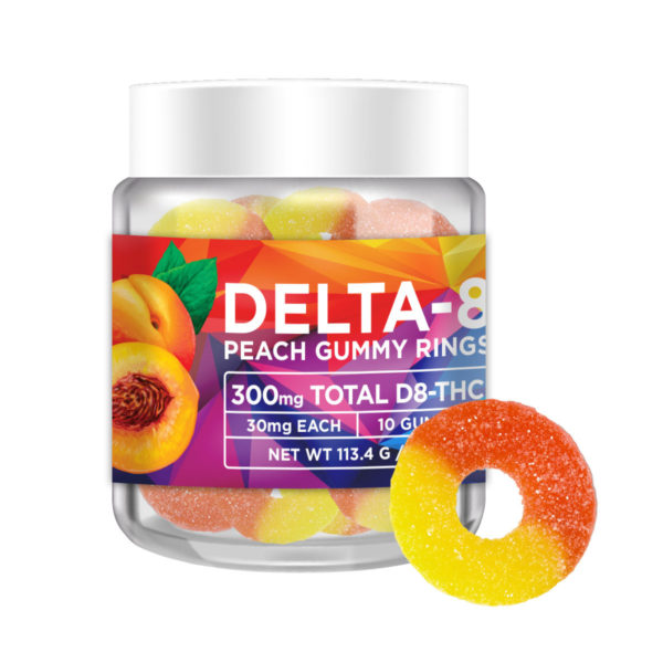 No Cap Hemp Co Delta 8 THC Gummy Rings - Peach 30mg 10 Count