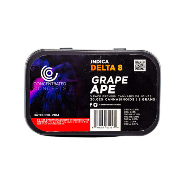 Concentrated Concepts Delta 8 THC Preroll - Grape Ape 200mg 5 Pack