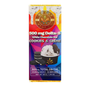 No Cap Hemp Co Delta 8 THC White Chocolate Bar - Cookies & Creme 500mg