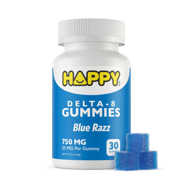 Happy Delta 8 Gummies - Blue Raspberrry 25mg 30 Count