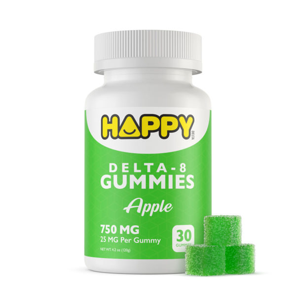 Happy Delta 8 Gummies - Green Apple 25mg 30 Count