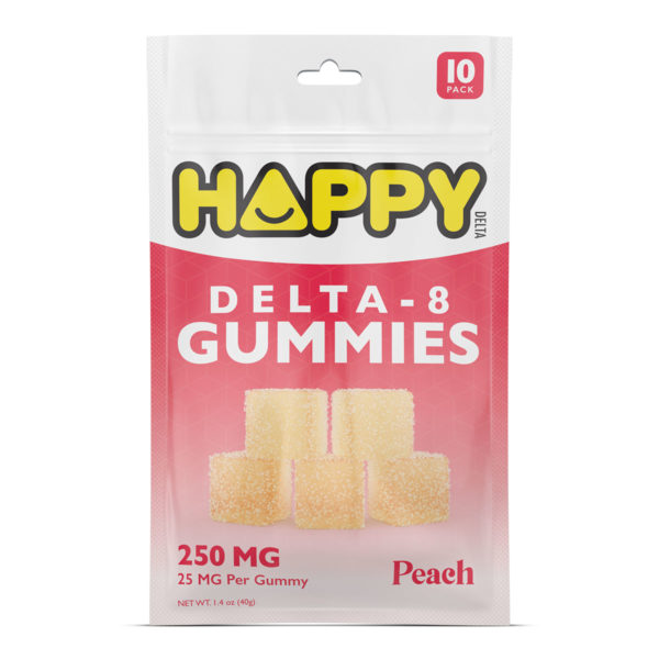 Happy Delta 8 Gummies - Peach 25mg 10 Count