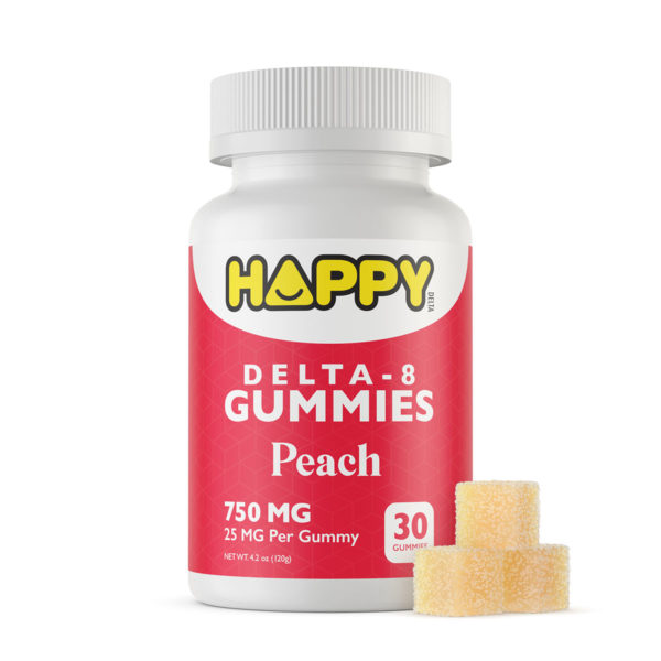 Happy Delta 8 Gummies - Peach 25mg 30 Count
