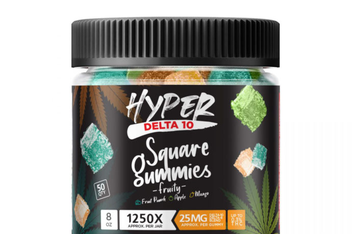 Hyper Delta 10 D8 Square Gummies 1250X - Fruity 25mg 50 Count