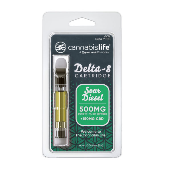 Cannabis Life Delta 8 plus CBD Vape Cartridge - Sour Diesel 650mg