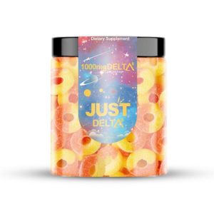 JustDelta 8 Gummies - Cosmic Peach Rings 25mg 40 Count