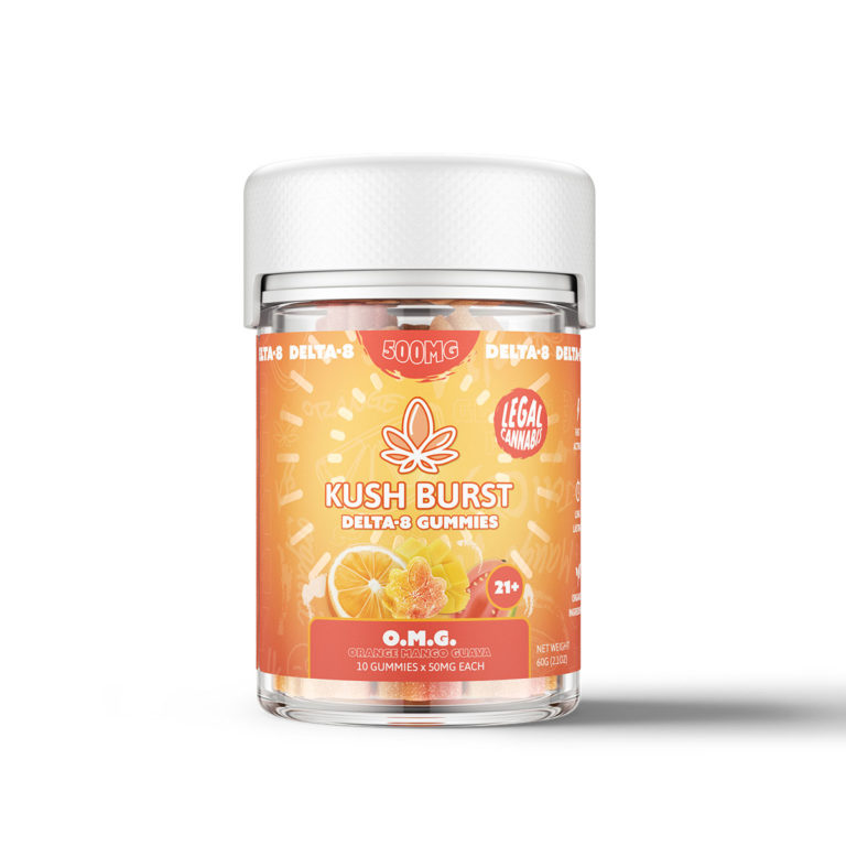 Kush Burst Delta 8 Gummies OMG Orange Mango Guava 50mg 10 Count