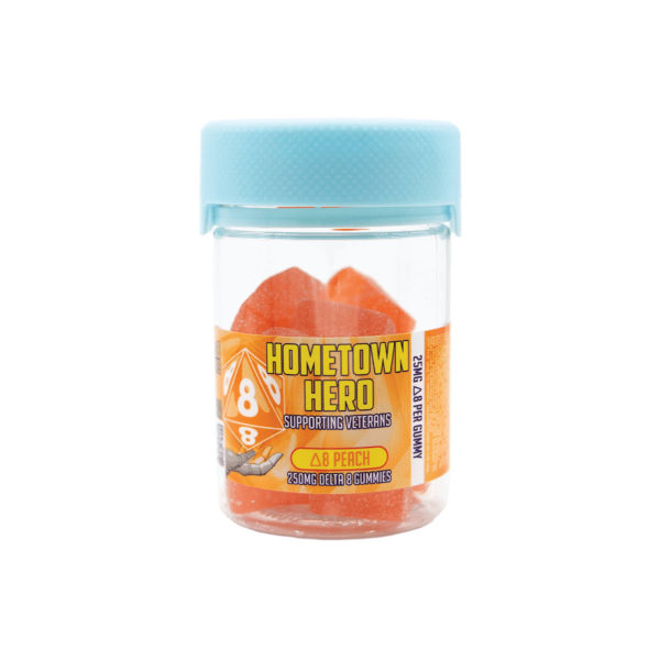 Hometown Hero Delta 8 Gummies - Peach 25mg 10 Count
