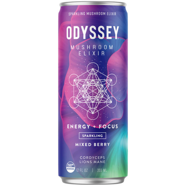Odyssey Sparkling Elixir Energy + Focus - Mixed Berry 12oz 12 Pack