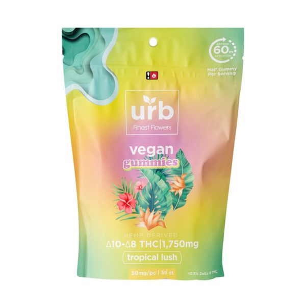 Urb Delta 8 D10 Gummies - Tropical Lush 50mg 35 Count