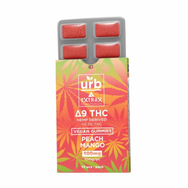 Urb Extrax Delta 9 THC Gummies - Peach Mango 10mg 10 Count