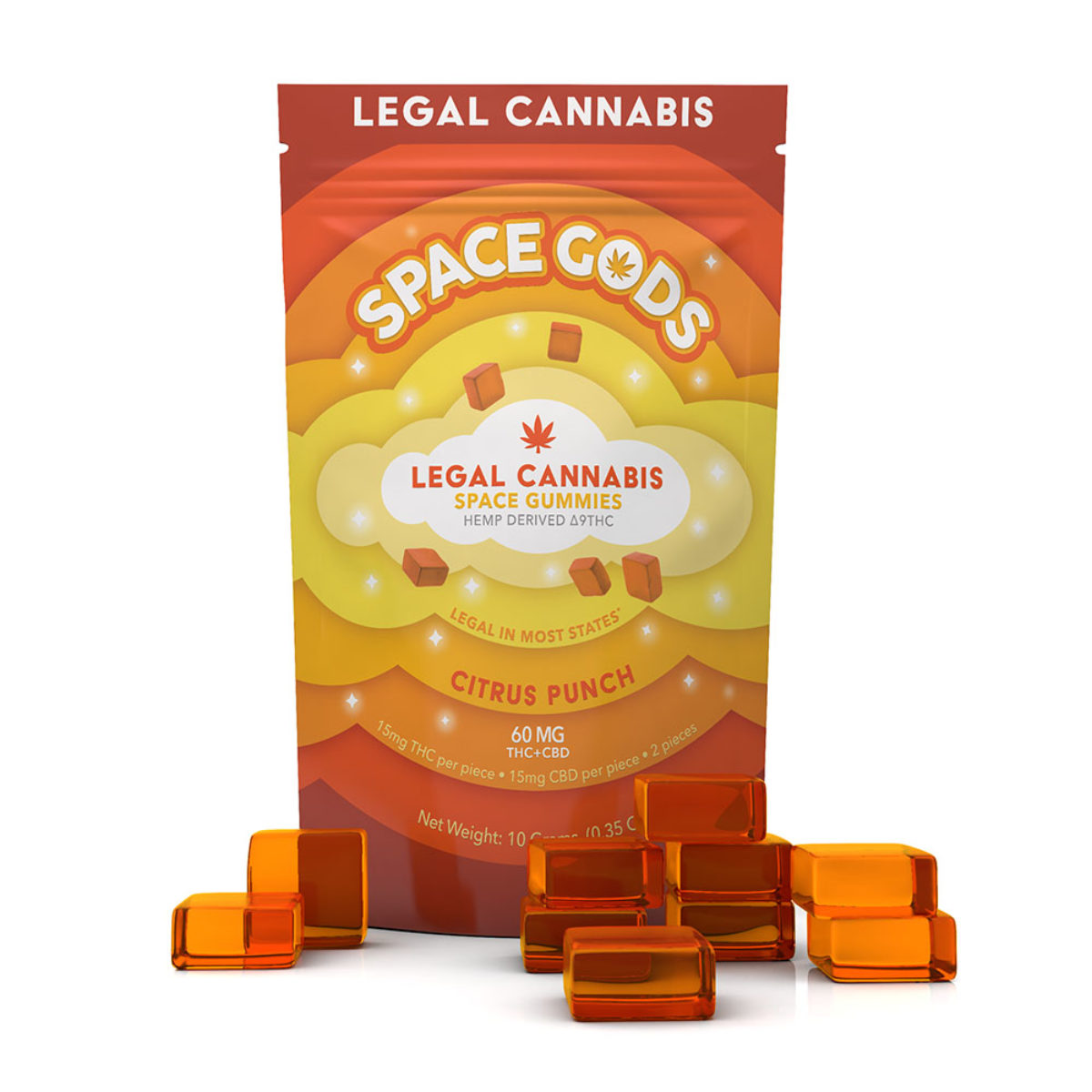Space Gods Delta 9 THC + CBD Gummies - Citrus Punch 15mg 10 Count