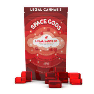 Space Gods Delta 9 THC plus CBD Gummies - Strawberry Mango 15mg 10 Count