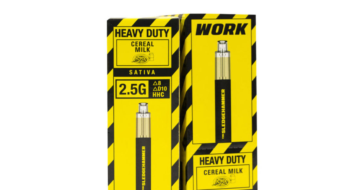 Work Delta 8 + D10 + HHC Sledgehammer Disposable Vape Cereal Milk 2.5