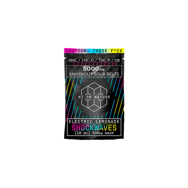 Hi On Nature Knockout Sour Belts - Electric Lemonade 5000mg 10 Count