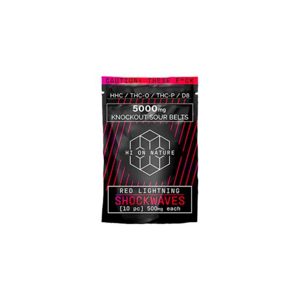 Hi On Nature Knockout Sour Belts - Red Lighting 5000mg 10ct