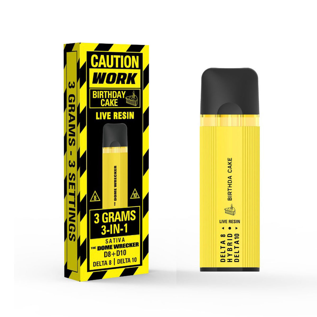 Work Delta 8 + D10 Dome Wrecker Live Resin Disposable Vape Birthday