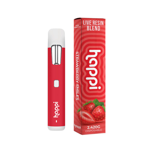 Happi Live Resin D8 THC-P THC-O Disposable Vape - Strawberry Smiles 2.4ML