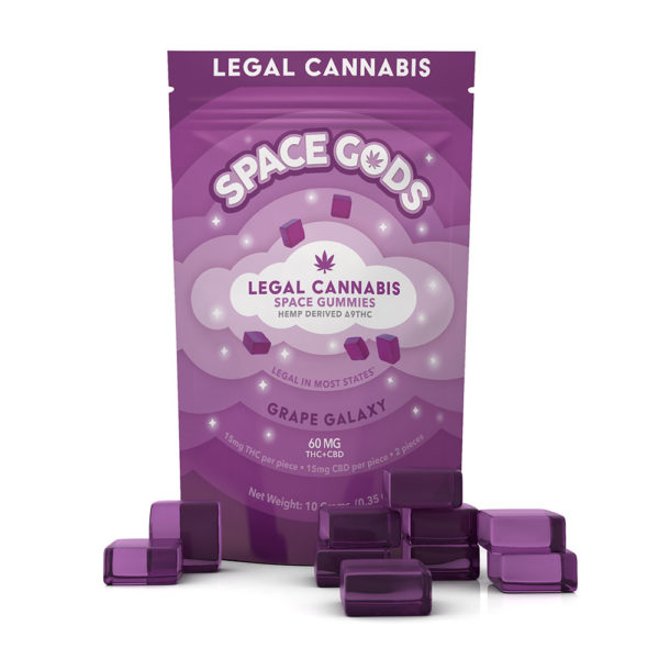 Space Gods Delta 9 THC plus CBD Gummies - Grape Galaxy 10 count